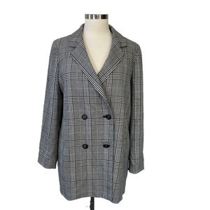 Madewell Medium Gray Glen Plaid Caldwell Double-Breasted Oversized Blazer